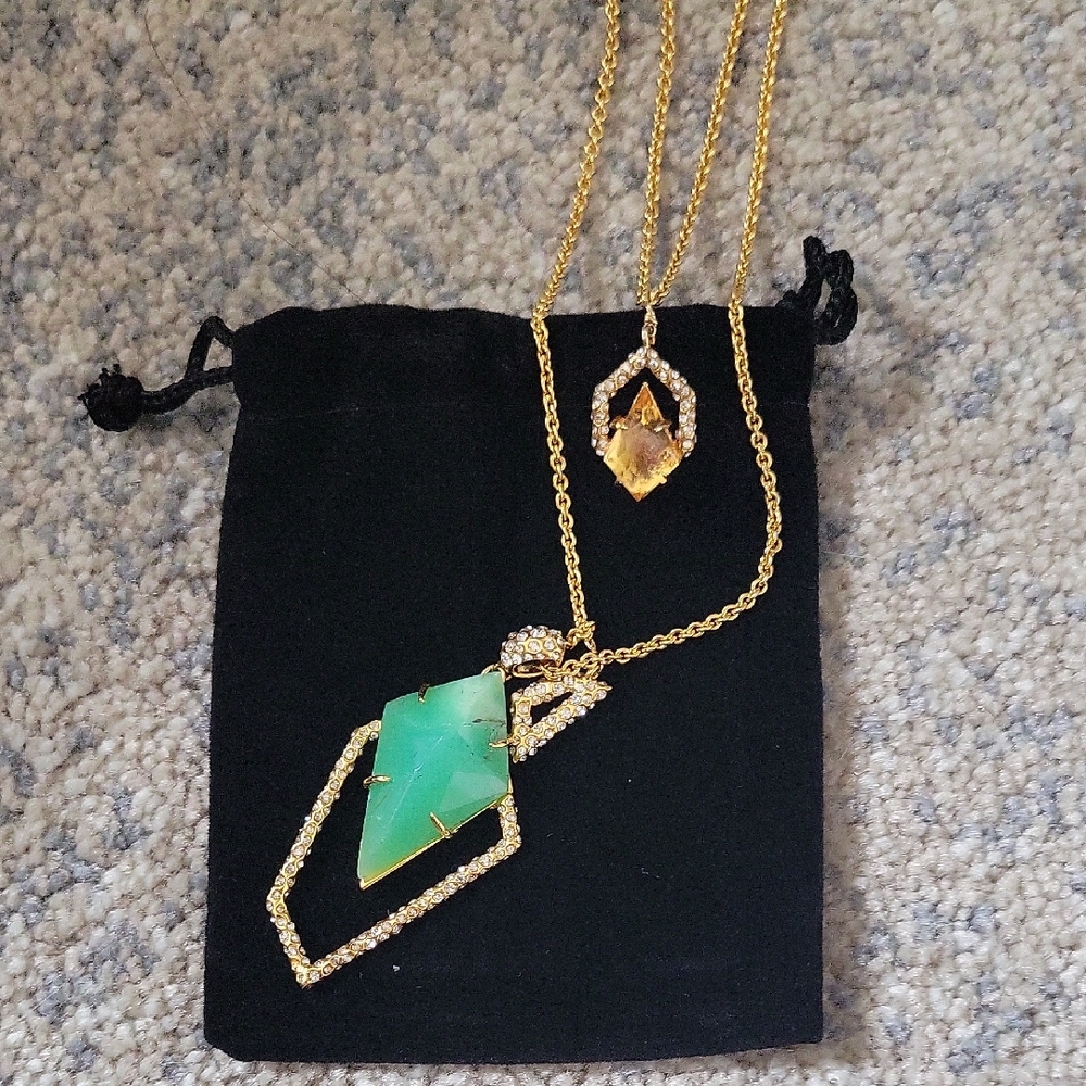 Alexis Bittar Green and Gold Geometric Necklace